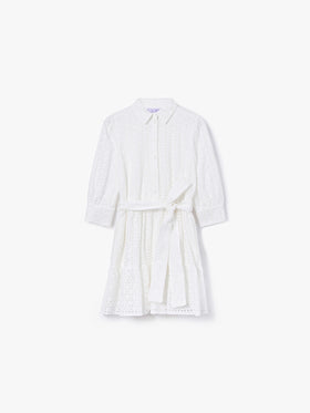 White cotton short dress Daisi with embroideries