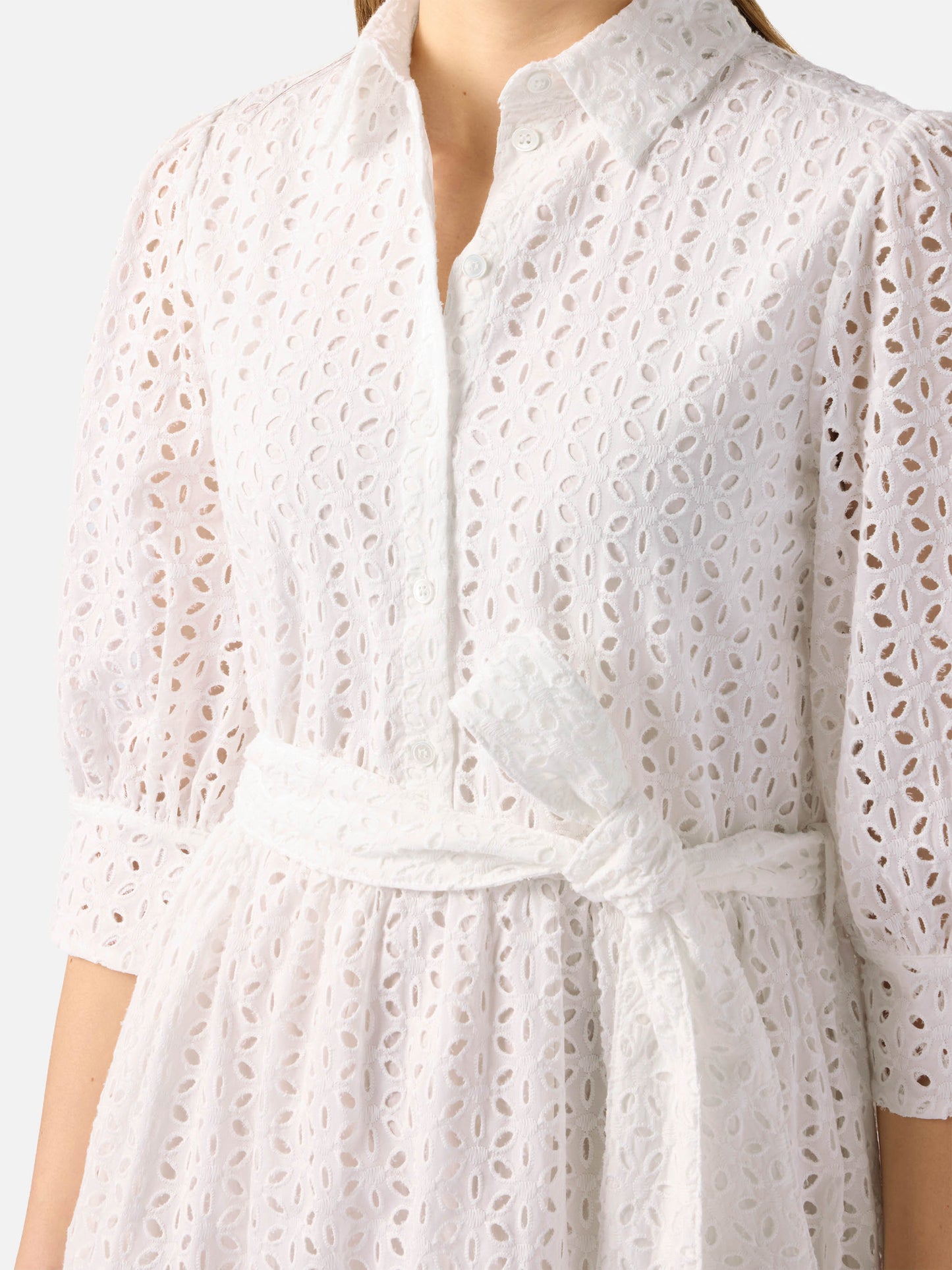 White cotton short dress Daisi with embroideries