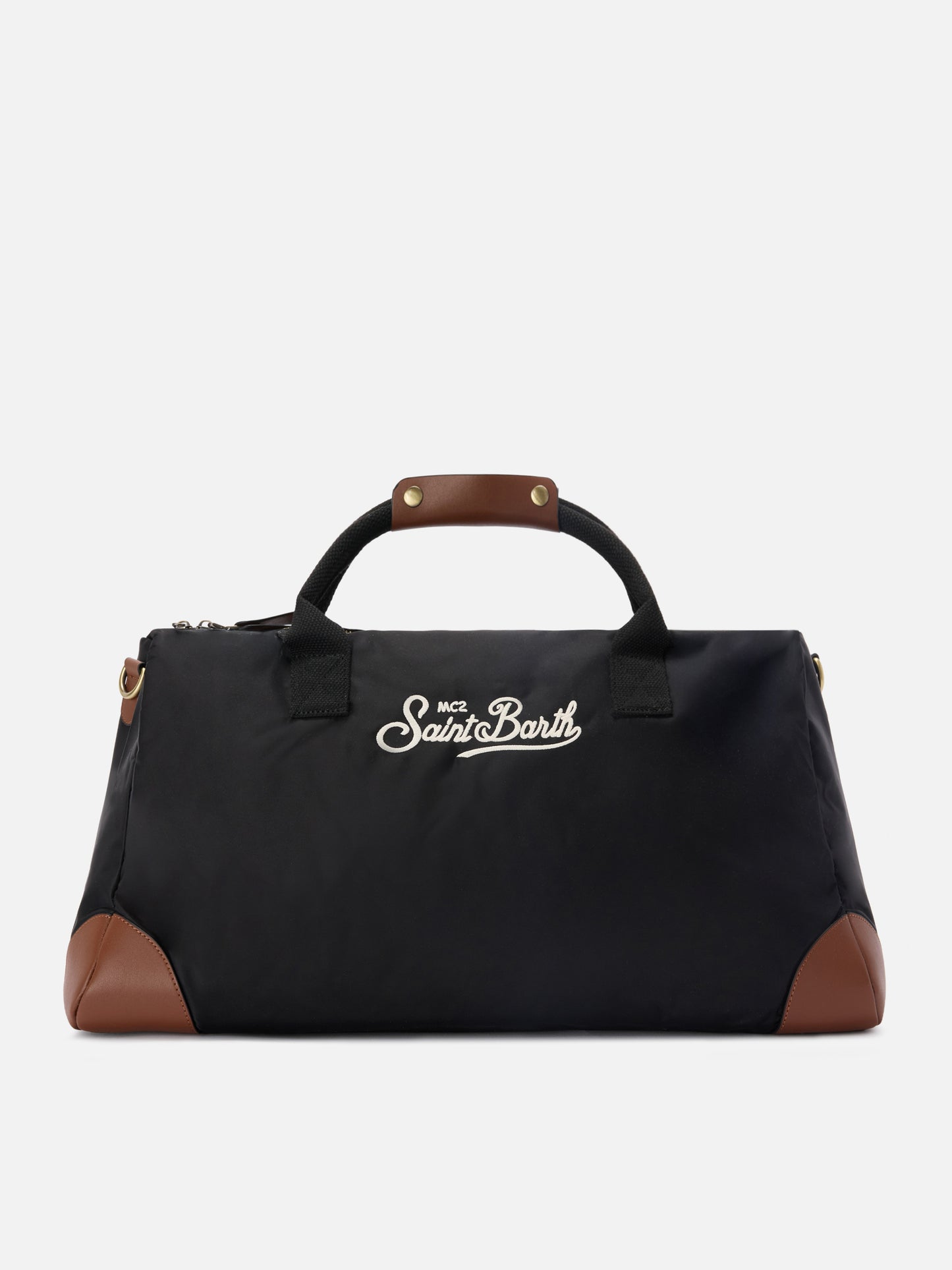 Daily black nylon weekender with embroidered logo
