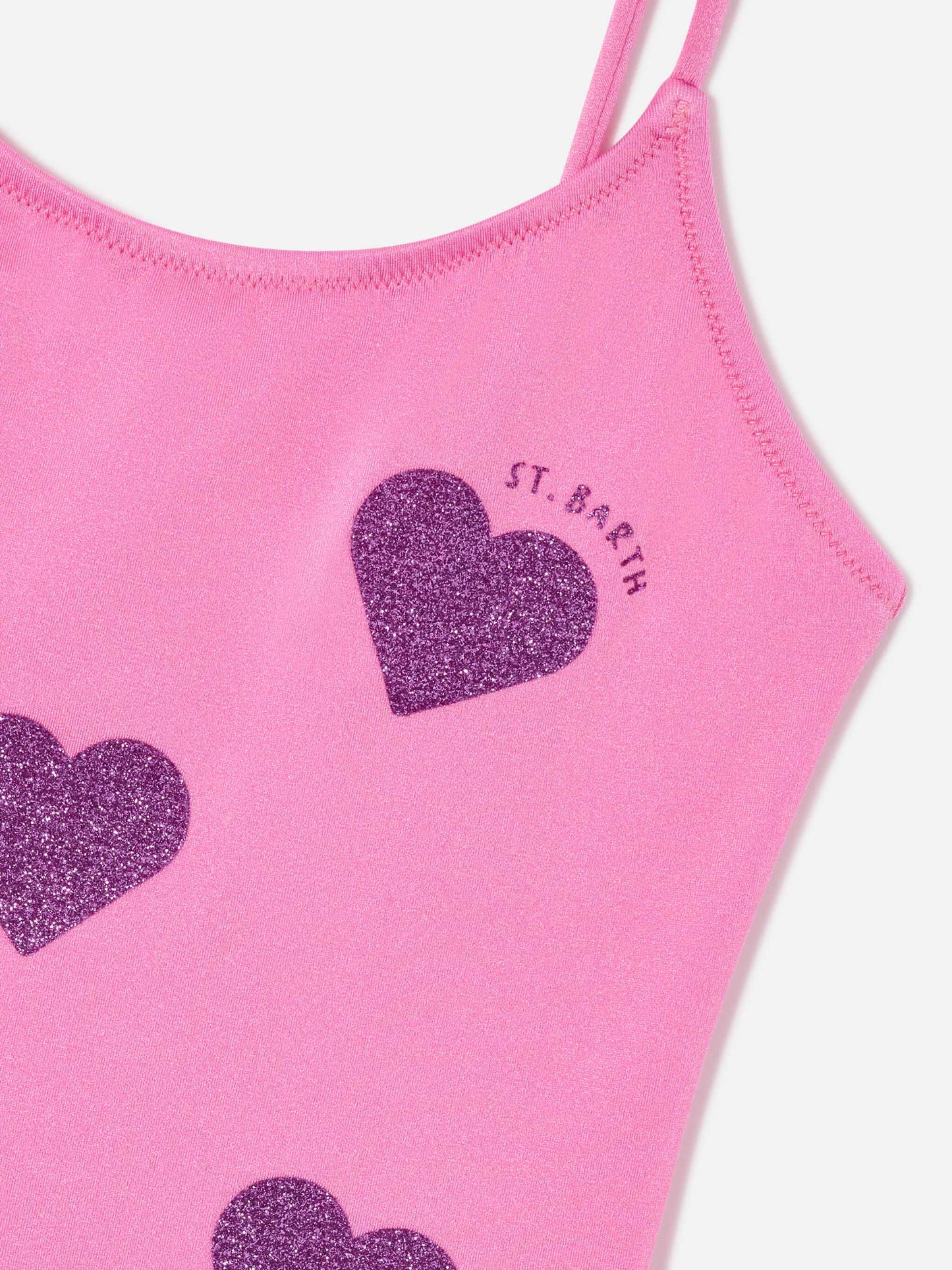Dancer Einteiler-Badeanzug mit Tüllrüsche und glitzernden Herzen 