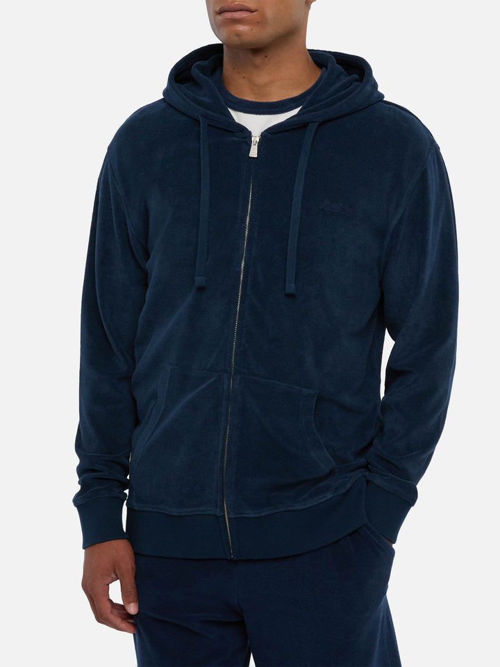 Felpa in spugna con zip Danny con ricamo St. Barth