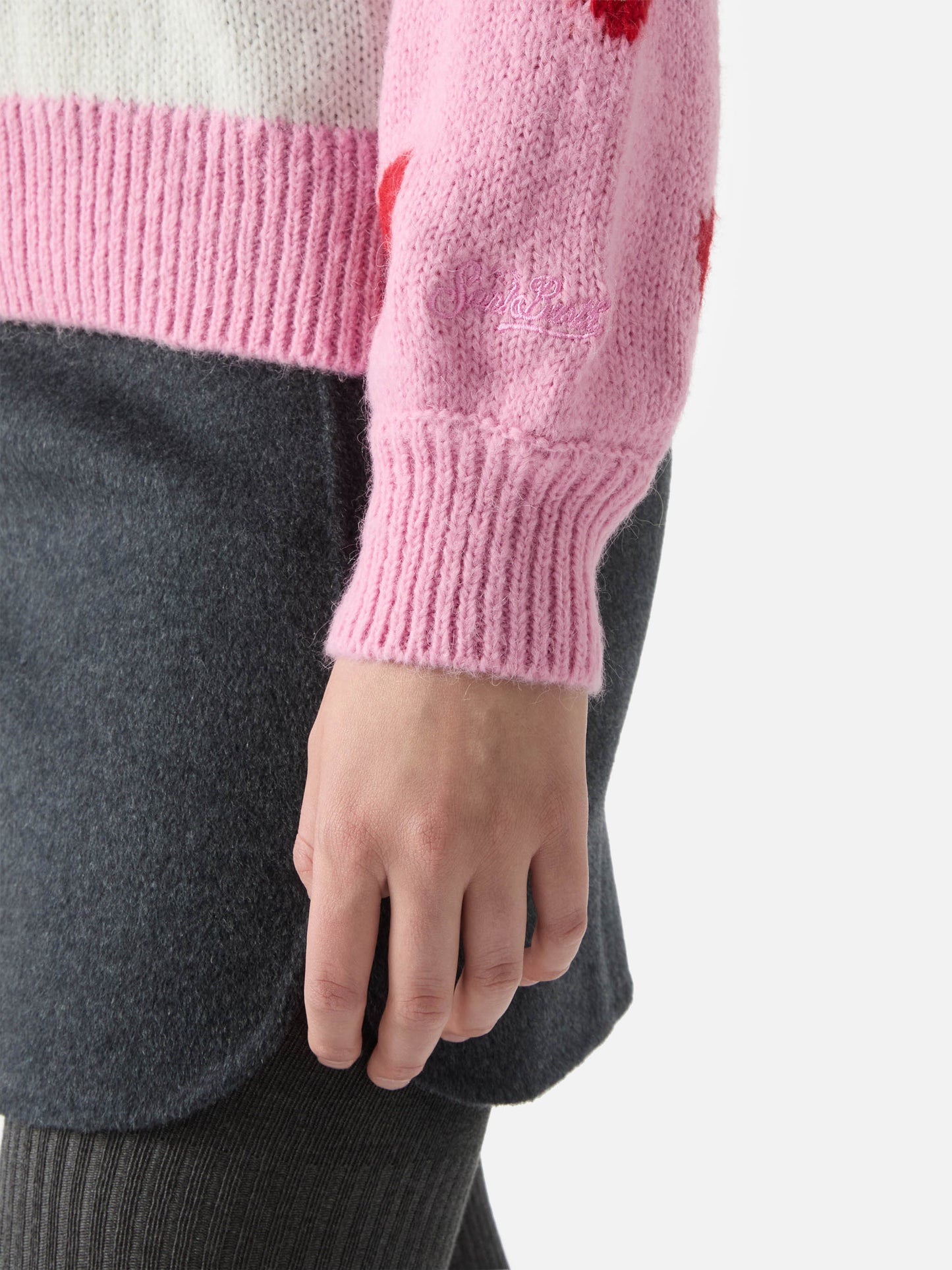 Alpaka-Pullover Danya mit Sarà perchè ti amo-Stickerei