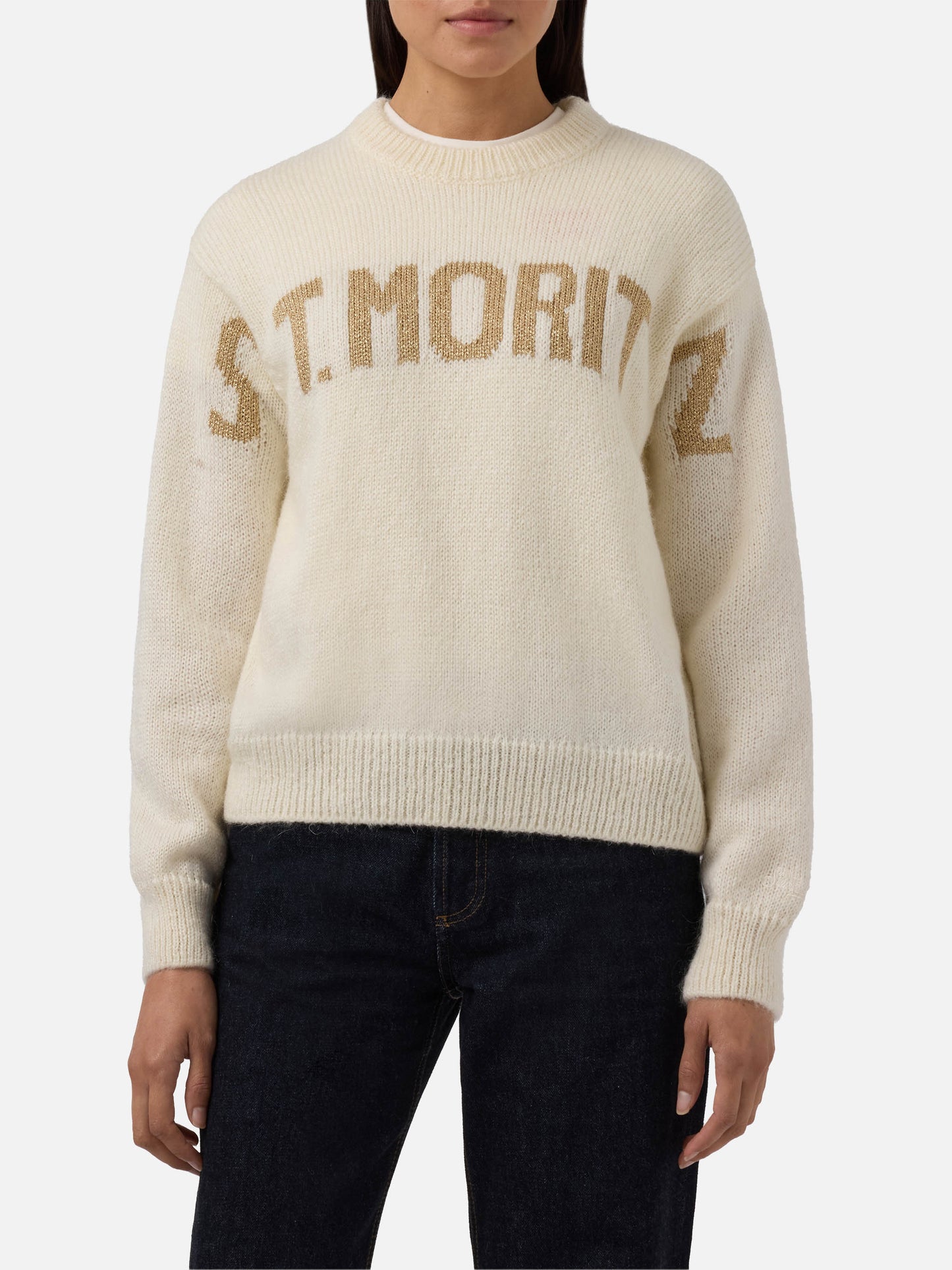 Danya Alpaka-Mischpullover in Weiß mit St. Moritz Jacquard