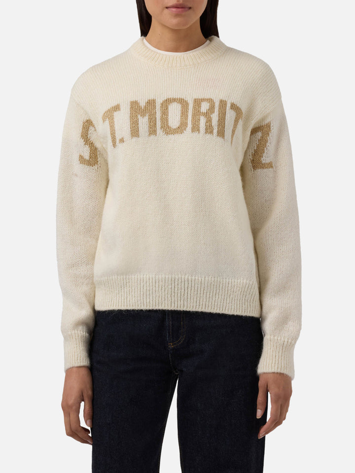 Maglione Danya in misto alpaca bianco con jacquard St. Moritz