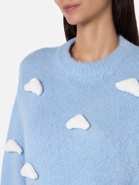 Pullover aus gebürstetem Strick mit Wolkendetails