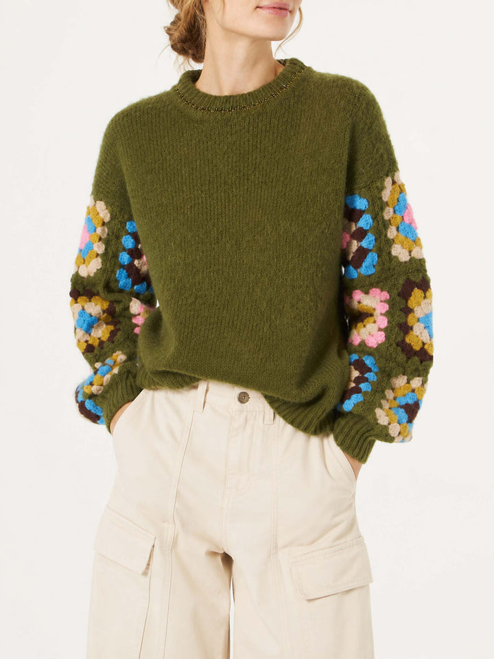 Danya Soft Crochet green sweater