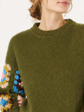 Danya Soft Crochet grüner Pullover 
