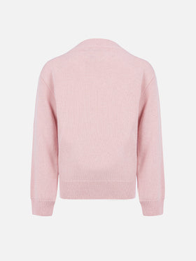 Girl pink crewneck sweater Danya with Saint Barth logo print - MC2 Saint Barth