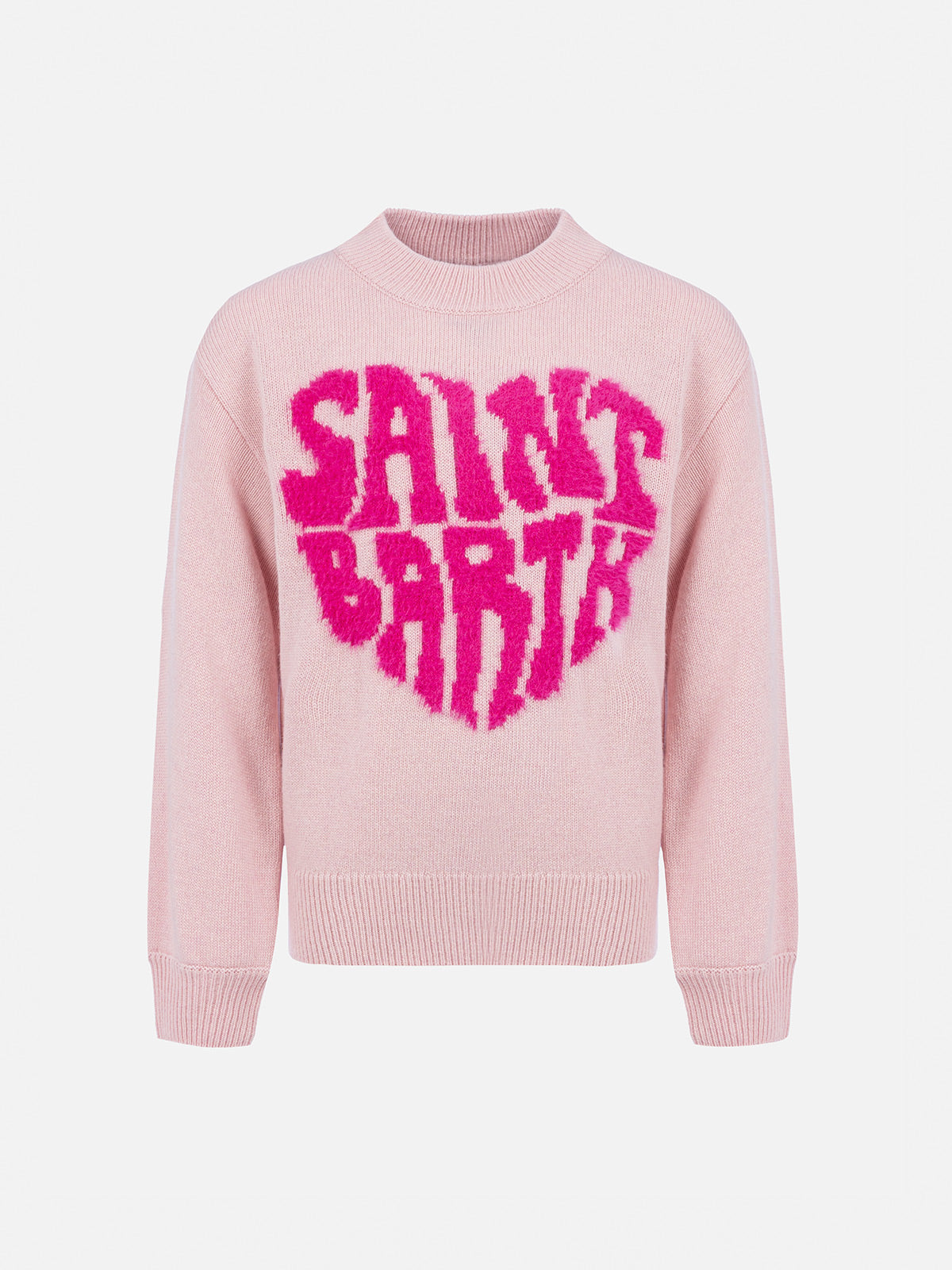 Girl pink crewneck sweater Danya with Saint Barth logo print - MC2 Saint Barth