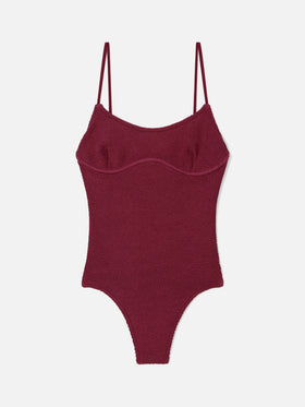 Dara Badeanzug in Burgundy aus Crinkle-Stoff 
