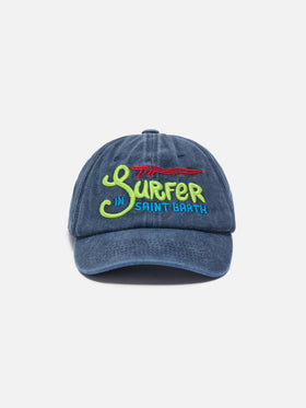 Denim ball cap Baseball Jr with Surfer in Saint Barth embroidery