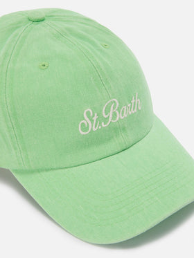 Davis light green cotton baseball cap with embroidered logo