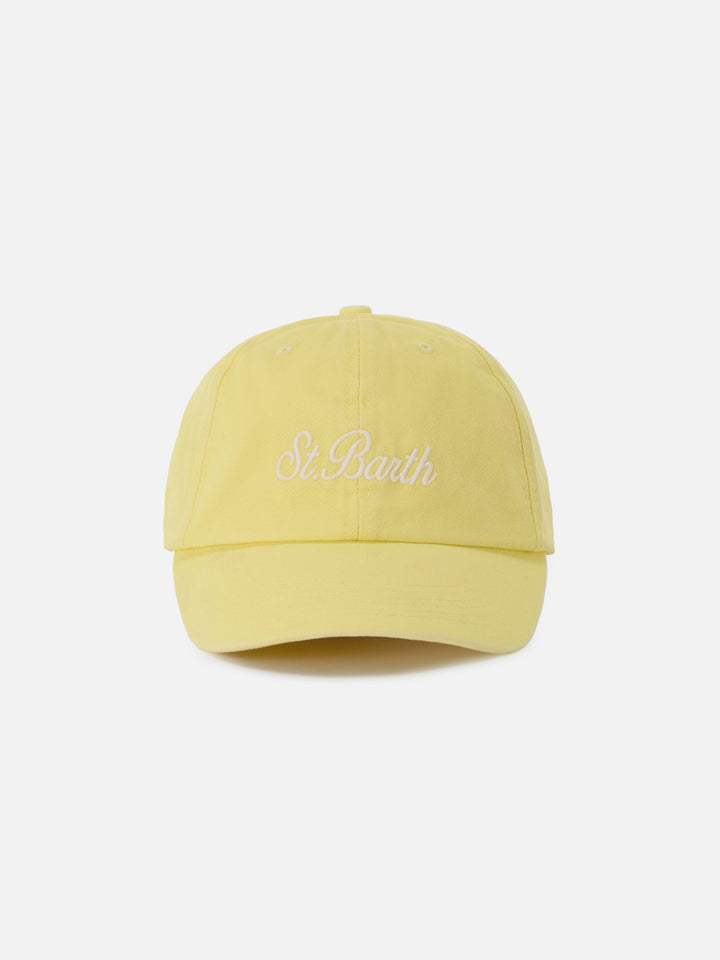 Davis light yellow cotton baseball cap with embroidered logo