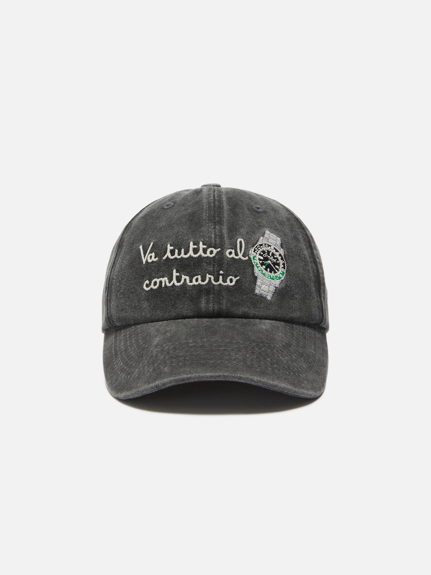 Casquette de baseball Davis en coton noir avec broderie Va tutto al contrario 
