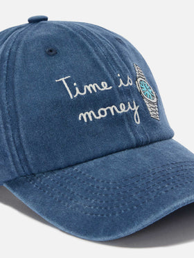 Gorra de béisbol Davis de algodón en azul con bordado Time is money 