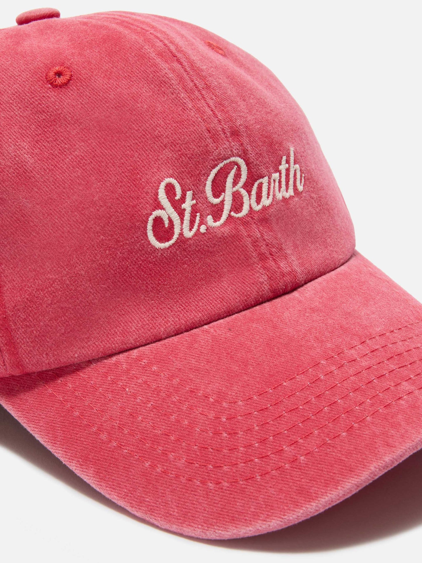Davis dark red cotton baseball cap with embroidered logo