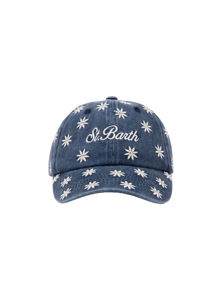 Blue denim ball cap Baseball Jr with daisy embroidery - MC2 Saint Barth