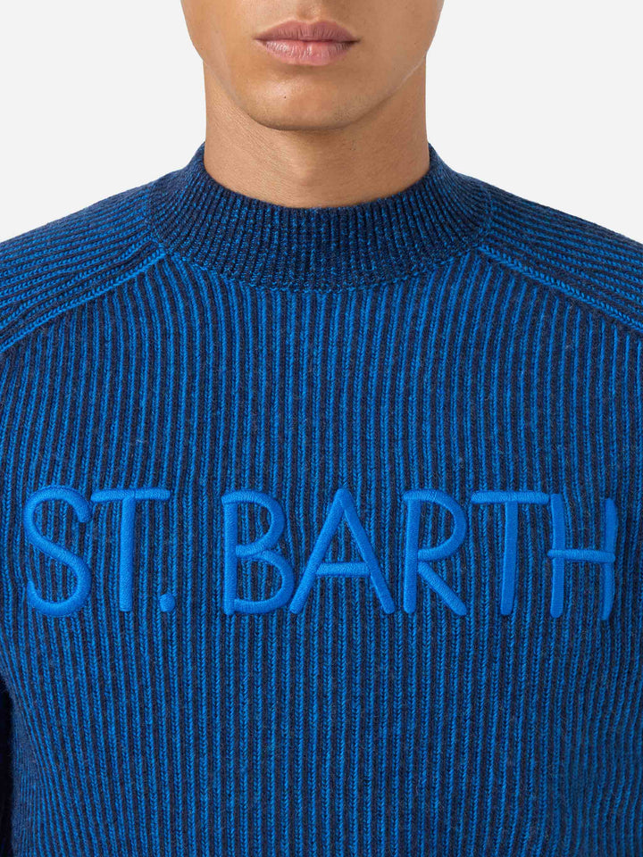 Davos ribbed blue half-turtleneck sweater