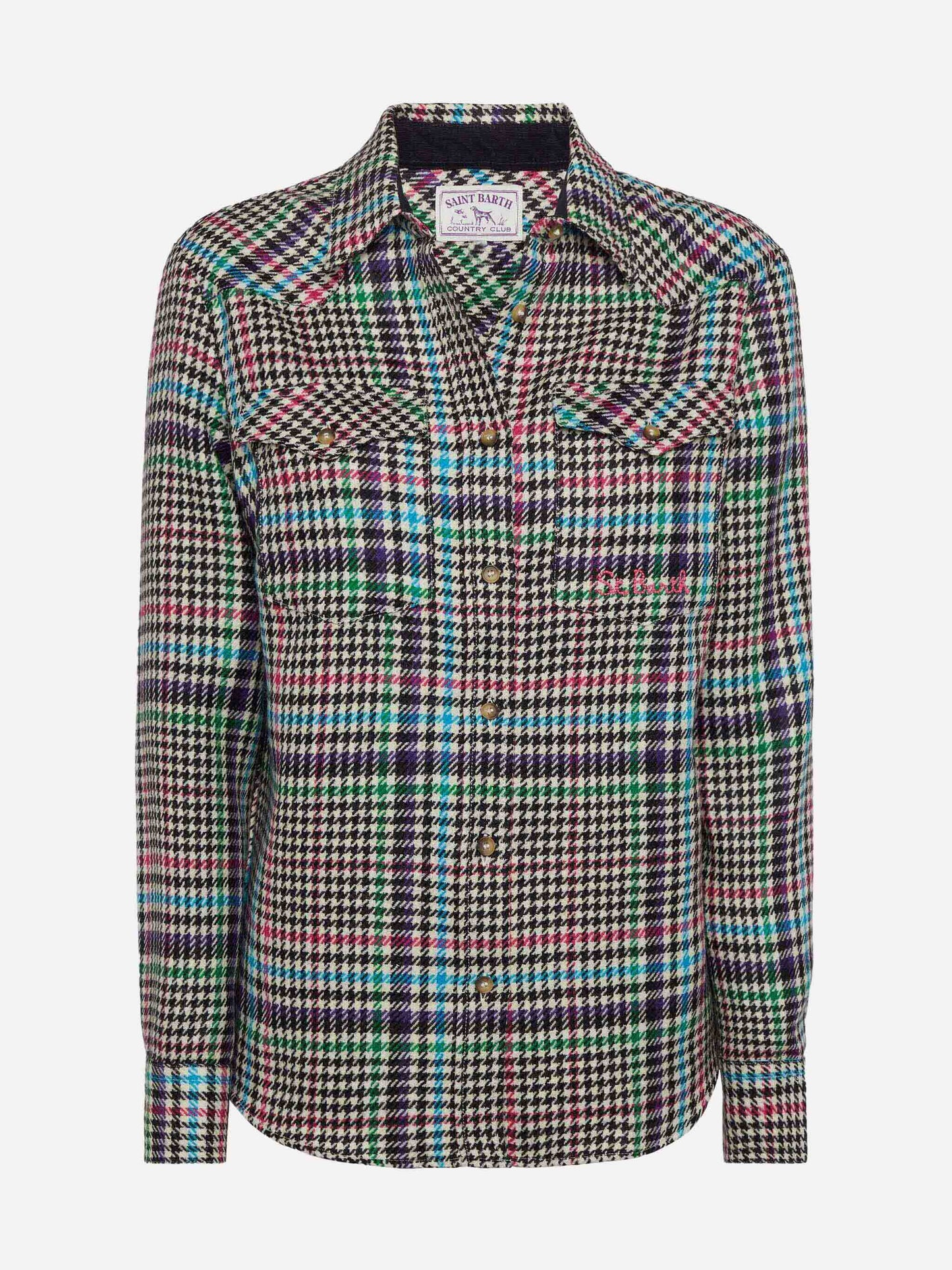 Wool shirt Deer with Prince of Wales print