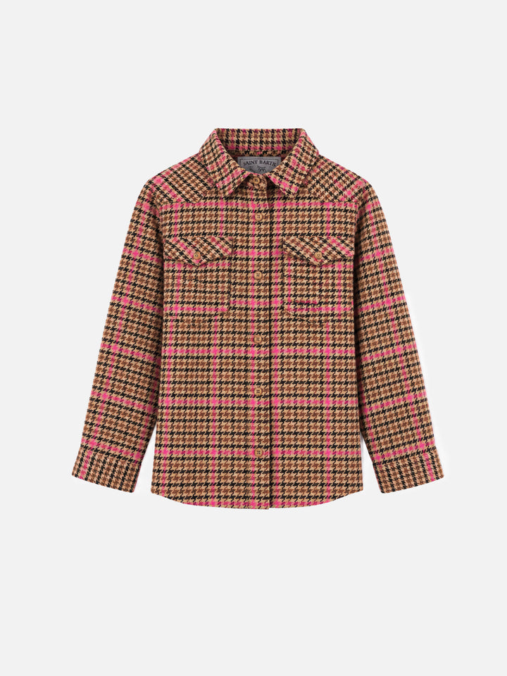 Sobrecamisa para niña con estampado pied de poule 