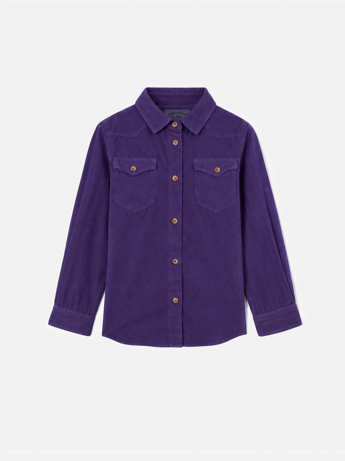 Purple Deer Jr corduroy overshirt with rhinestone print