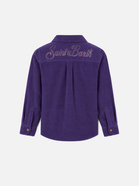 Purple Deer Jr corduroy overshirt with rhinestone print