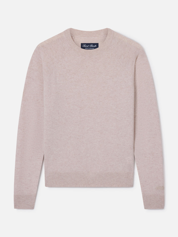 Jersey de punto con cuello redondo Delphine de cashmere en beige 