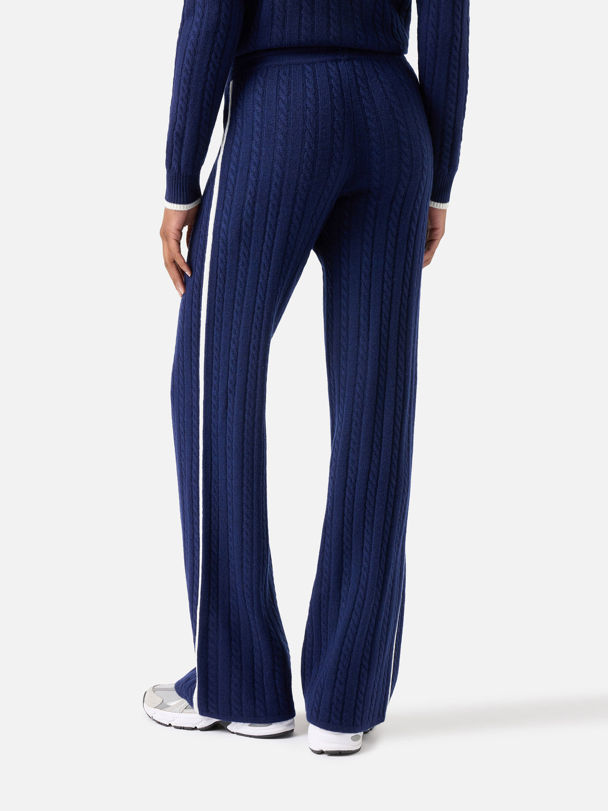 Pantaloni Dinard blu notte in lana con profili a contrasto