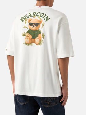 Camiseta oversize de algodón blanca Delmar con estampado Bearcoin en la espalda 