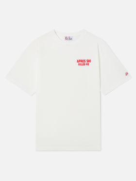 T-shirt oversize en coton White Delmar avec imprimé Après Ski Killed Me au dos 