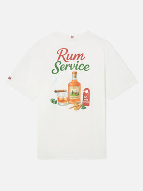 T-shirt Delmar oversize bianca in cotone con stampa Rum Service sul retro