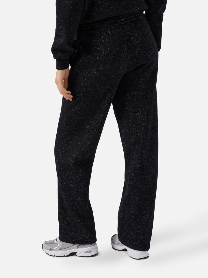 Jogger Deena à ourlet droit en lurex noir 