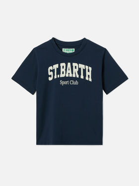 T-shirt Denver Jr in puro cotone blu con stampa Sport Club