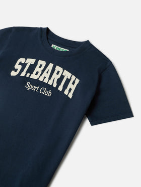 T-shirt Denver Jr in cotone blu con stampa logo Sport Club