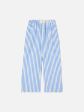 Light blue striped Doha poplin trousers