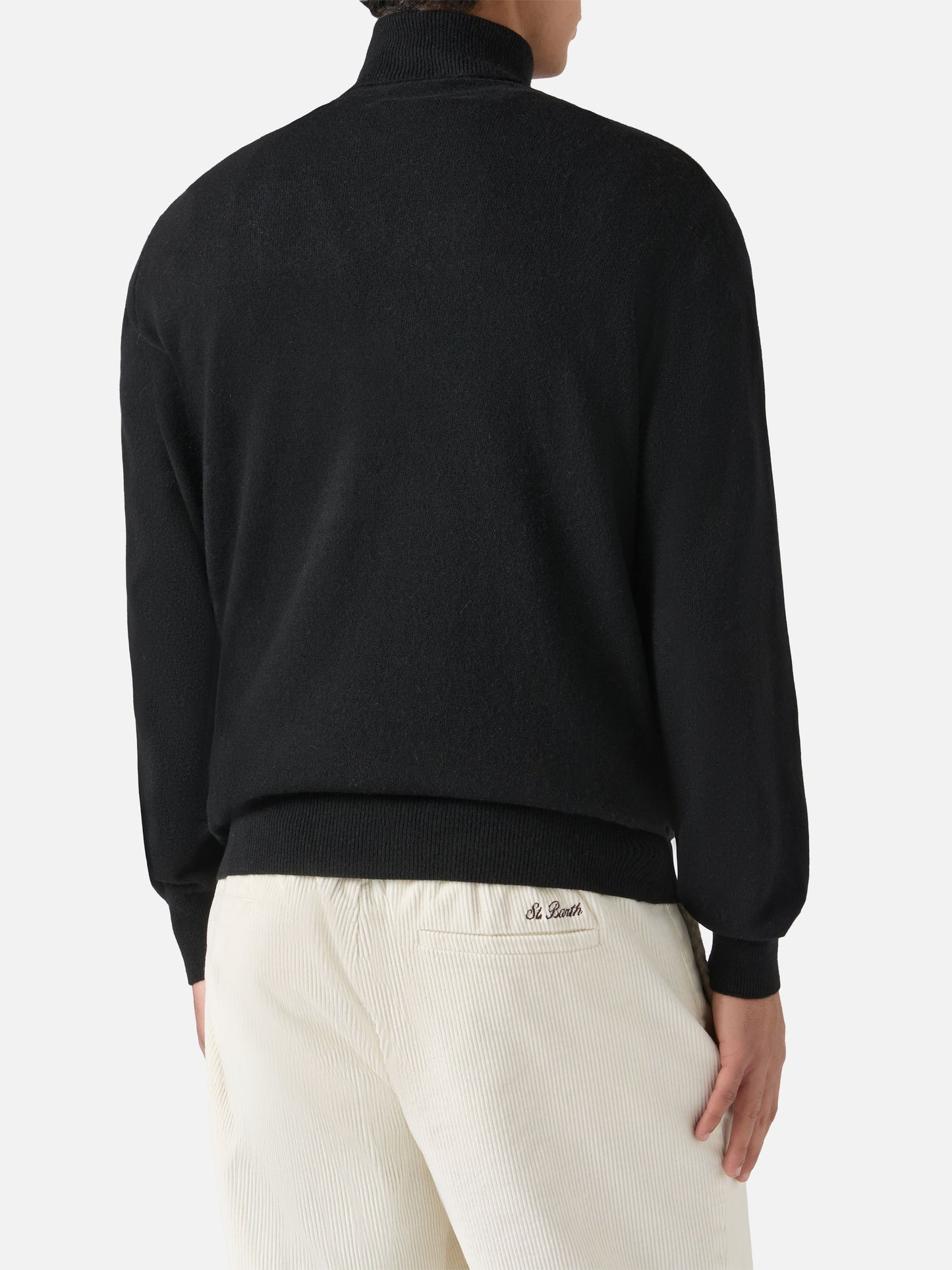 Dolcevita in misto cashmere nero con jacquard Diabolik | SPECIAL EDITION DIABOLIK