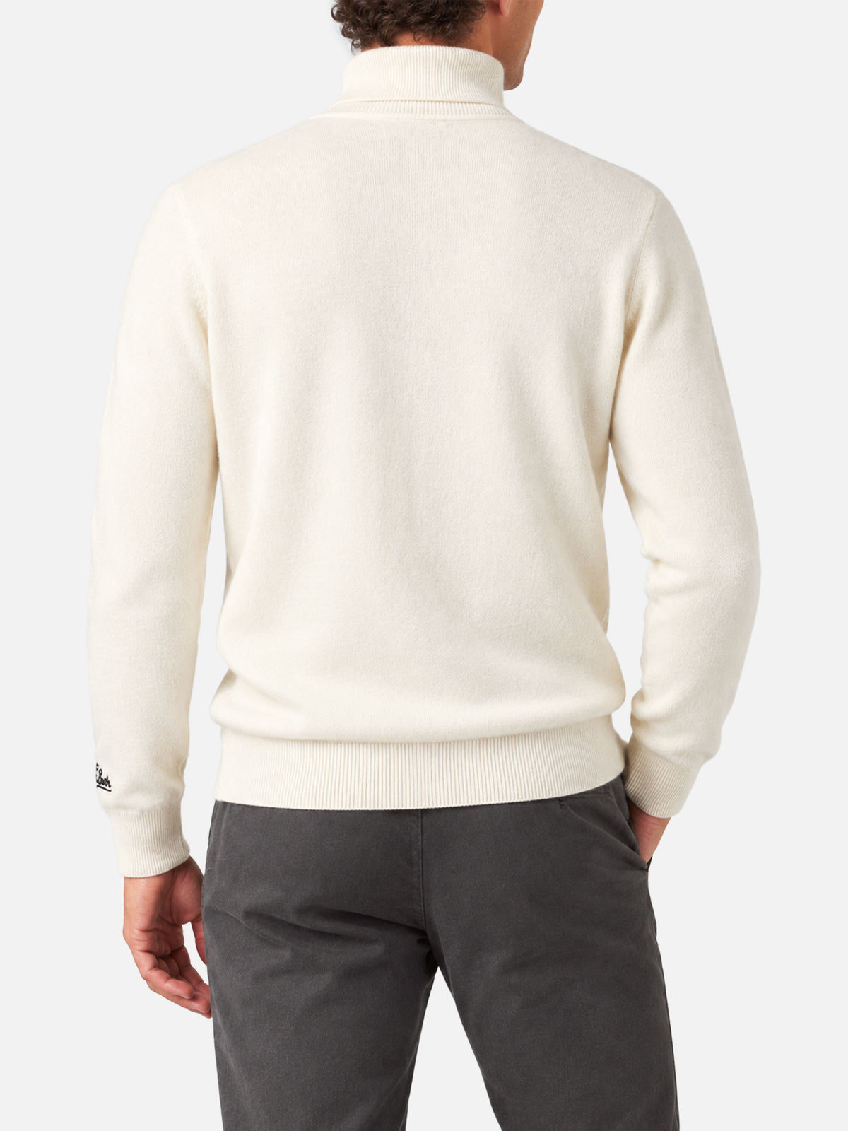 Jersey de cuello alto White Settimana in Bianco 