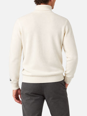 Jersey de cuello alto White Settimana in Bianco 