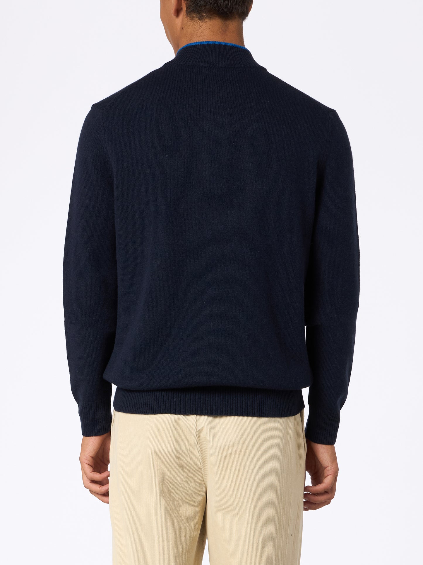 Man navy blue cashmere blend polo sweater Dorian - MC2 Saint Barth