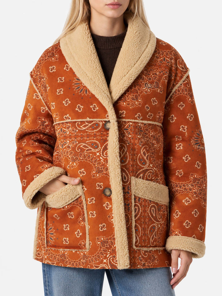Wendbare Dorys Shearling-Jacke mit Bandana-Print 