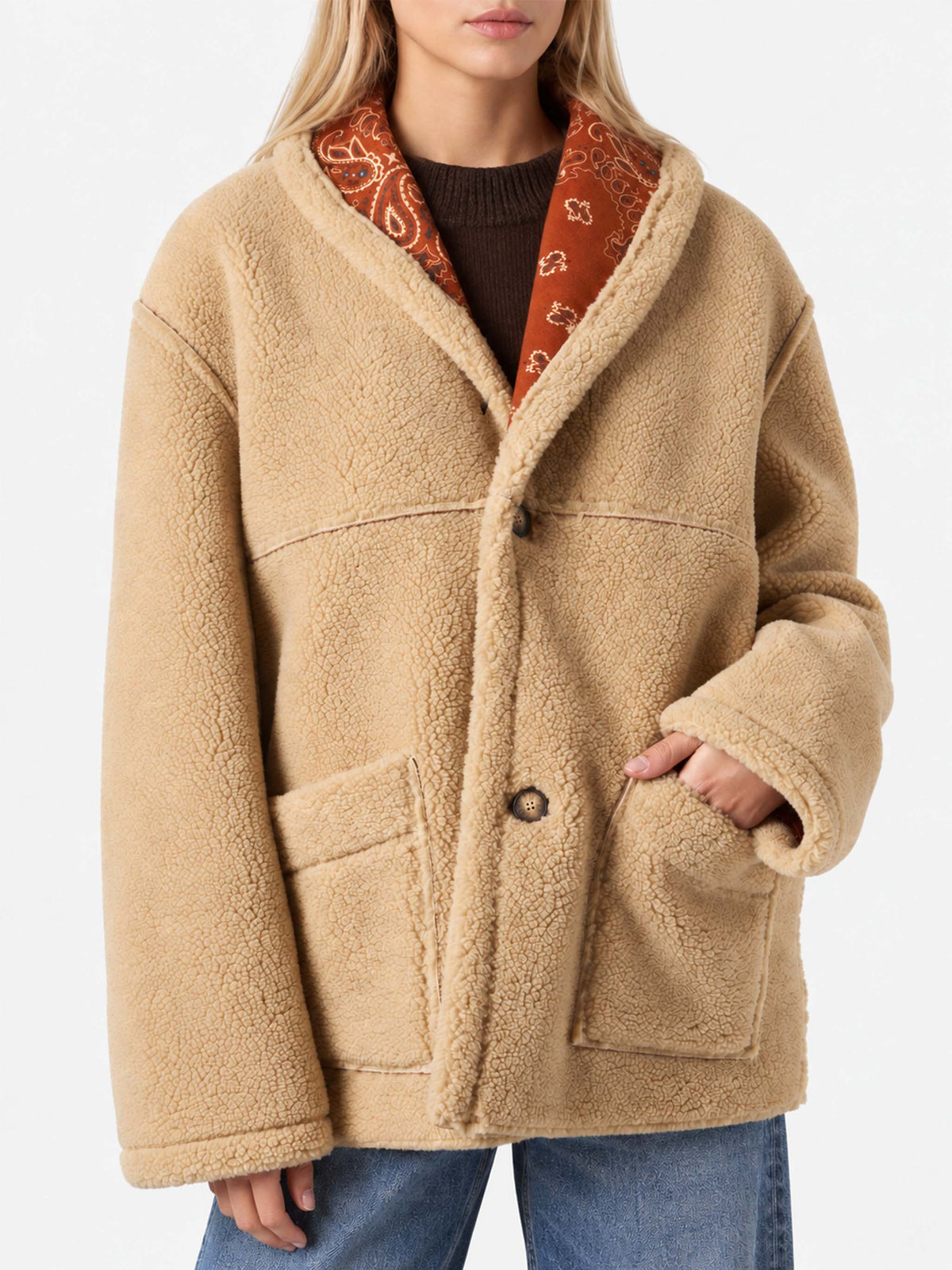 Giacca Dorys reversibile shearling stampa bandana