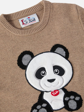 Crewneck Douglas in cashmere blend with Panda Trudi patch | TRUDI SPECIAL EDITION