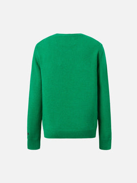 Douglas-Rundhalsausschnitt mit Weihnachtshund-Jacquardmuster