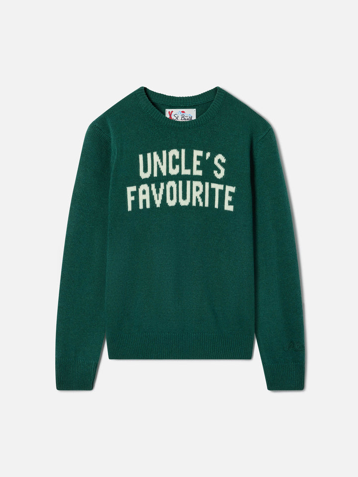 Maglia girocollo Douglas verde con intarsio Uncle's Favourite