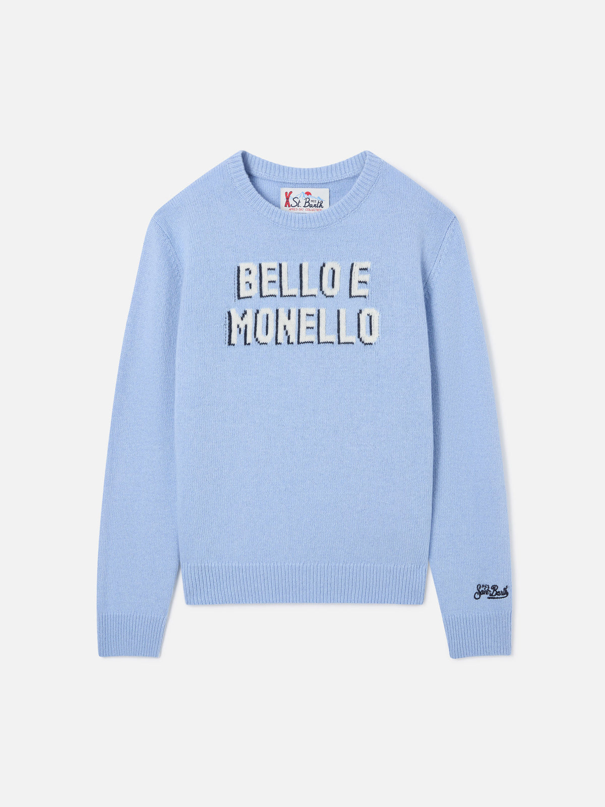 Light blue Douglas crewneck knit with Bello E Monello intarsia