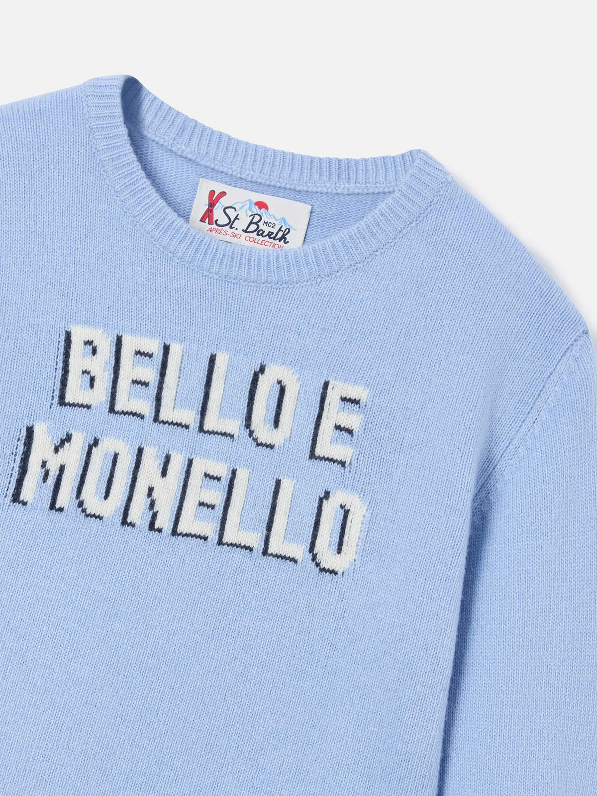 Light blue Douglas crewneck knit with Bello E Monello intarsia