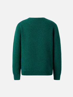 Green sweater Douglas with My dad is too cool jacquard