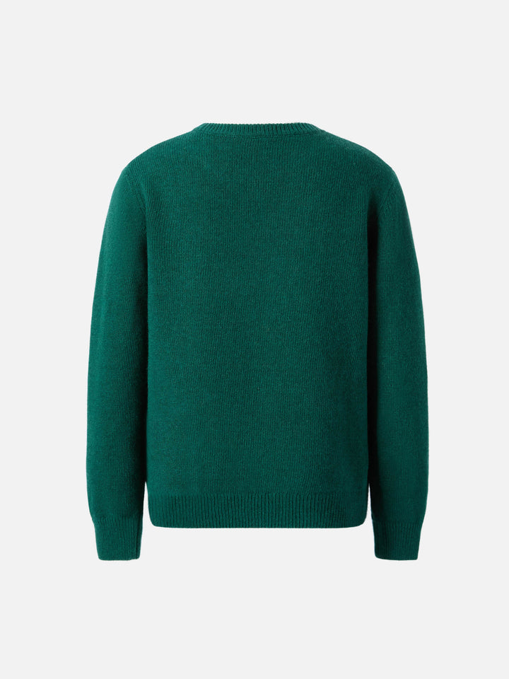 Green sweater Douglas with My dad is too cool jacquard