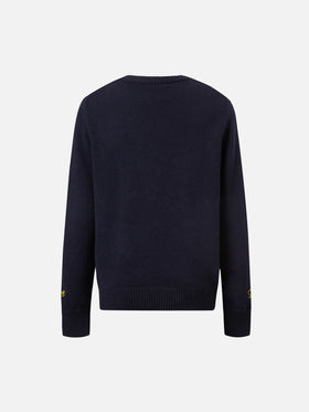 Douglas-Rundhalsausschnitt mit Barth-Simpson-Jacquardmuster und Stickerei | DIE SIMPSON-SONDEREDITION