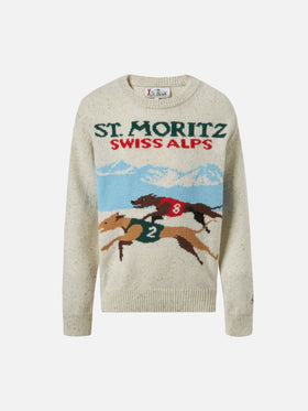 Douglas-Rundhalsausschnitt mit Saint-Moritz-Postkarten-Jacquard